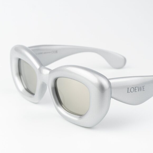 Loewe Women Sunglasses LW40117I 20C Metallized Silver Grey Smoke Mirror Cat Eye - Picture 6 of 14